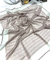 Женский брендовый шифоновый платок Burberry Барбери. Молодежный стильный платок с ручной подшивкой Светло - Коричневый