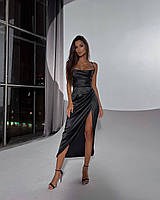 Женское вечернее платье миди с разрезом ткань: софт Мод. 082