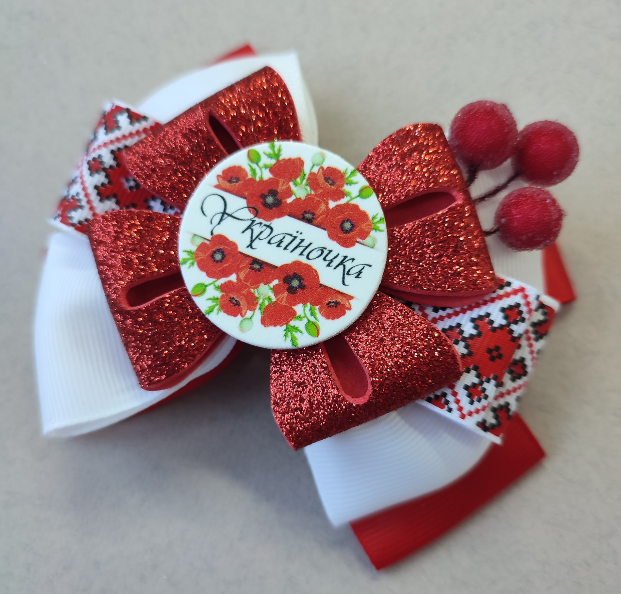 Заколки Резинки під вишиванку калина бантики Україна 100 грн, фото 1
