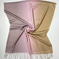 Женский однотонный палантин шарф с переходом цвета Трикотажный мягкий шарф на осень весну из натуральной ткани Розово - Коричневый