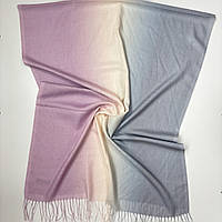 Женский однотонный палантин шарф с переходом цвета Трикотажный мягкий шарф на осень весну из натуральной ткани Серо - Сиреневый