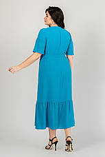 Літня сукня з поясом на кожен день колір бірюза, фото 2
