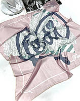 Натуральный шифоновый платок шарф Fendi Фенди. Модный брендовый весенний платок с ручной подшивкой Розовый