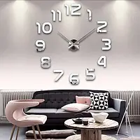 Большие настенные 3D часы с объемными цифрами ZH1002 120 см Серые