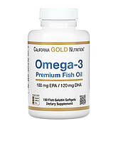 Рыбий жир омега-3 премиального качества California Gold Nutrition Omega-3 Premium Fish oil 100 капсул