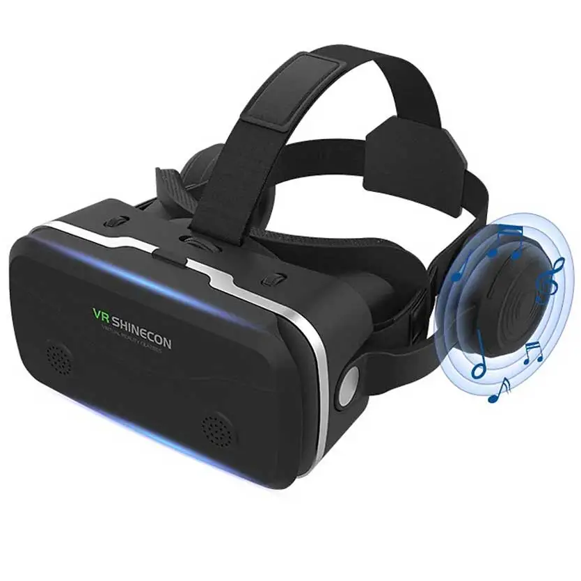 3D окуляри віртуальної реальності зі стерео гарнітурою SHINECON VR SC-G15E Чорний