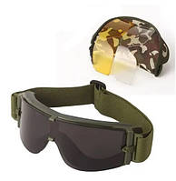 Захисні тактичні окуляри, маска Daisy зі змінними лінзами - Панорамні незапітніючі .Олива.woodland