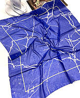Женский весенний платок шарф с абстрактным принтом. Натуральный шифоновый турецкий платок Синий