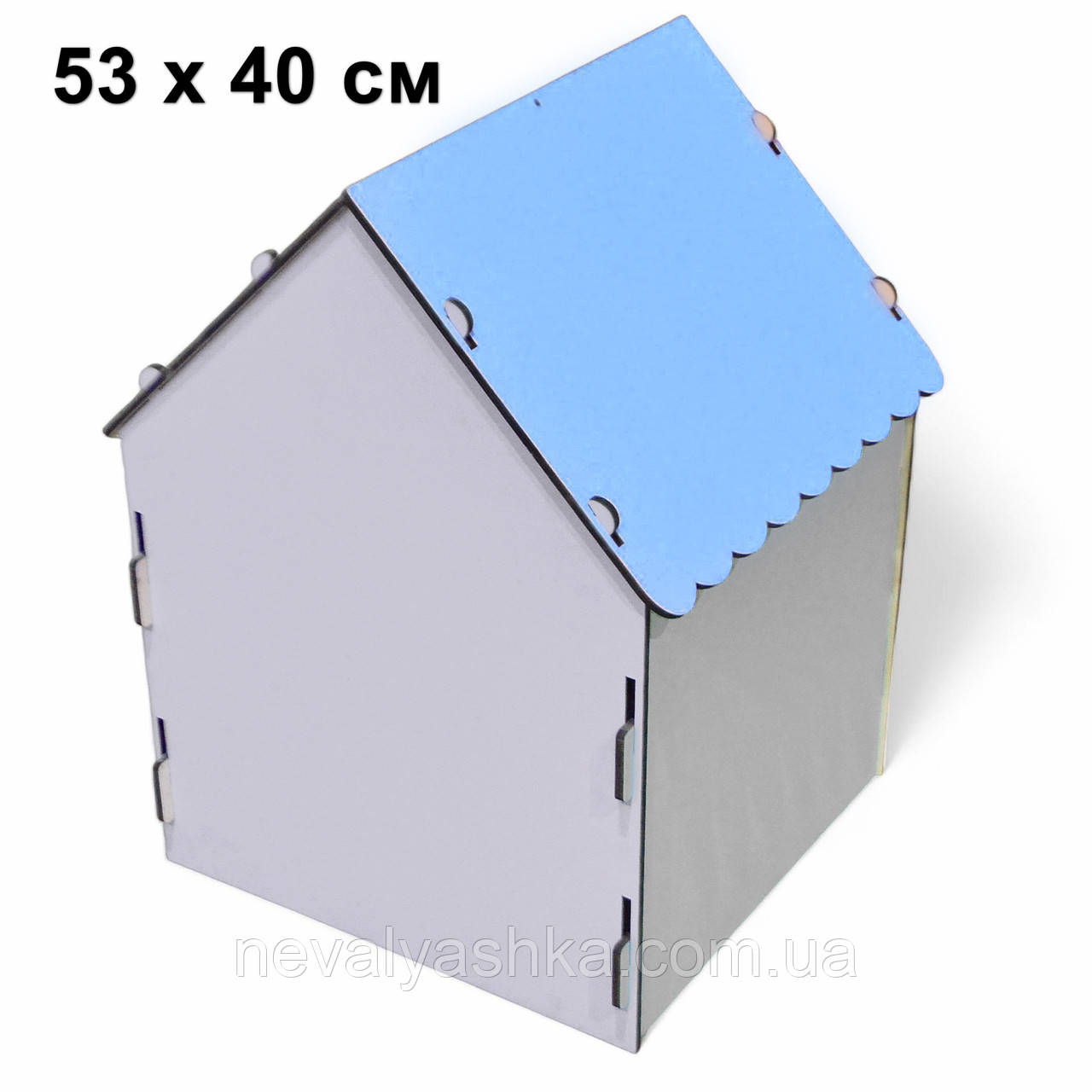 Заготовка Основа для Бізидому Блакитний + Сірий Розбірний БІЗІБУДИНОК 53х40х38 см (Без Дну) Великий Дім Бізібудиночок