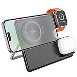 Бездротовий зарядний пристрій Hoco CQ1-15W 3 в1 Magsafe Dock Station магнітний, фото 5