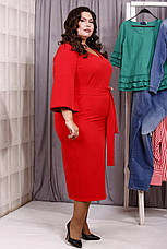 Червона сукня великого розміру з поясом нижче коліна, фото 2