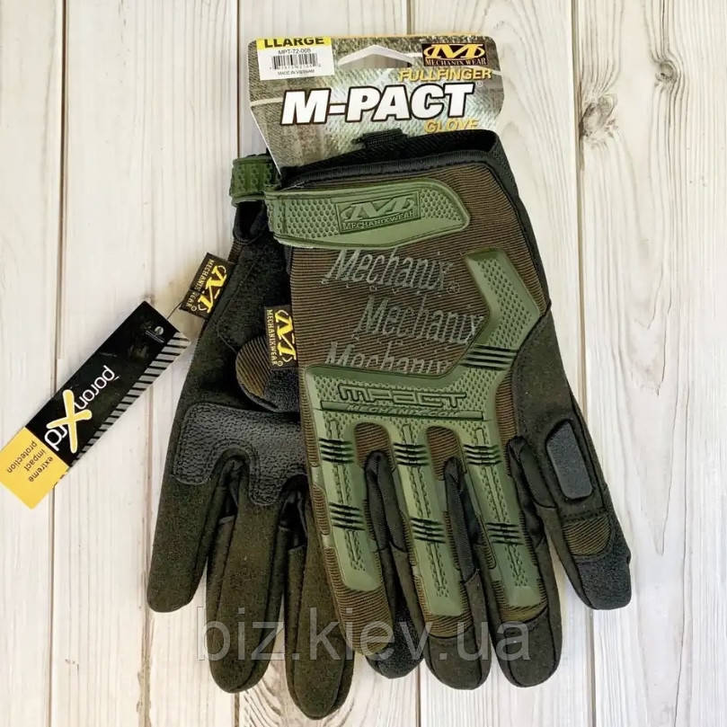 Тактичні рукавички M-Pact Mechanix Olive олива посилені М