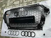 Решетка радиатора Audi A3 8V (12-16) тюнинг стиль RS3 (черная + quattro)