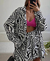 Женский стильный костюм зебра двойка рубашка+шорты ткань: софт Мод. 2028