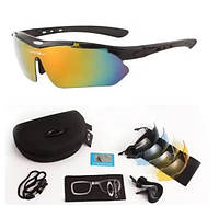 Солнцезащитные тактические очки с поляризацией Oakley black 5 линз One siz+.woodland