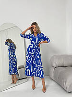 Женское стильное платье миди с поясом ткань: шелковый софт Мод. #400