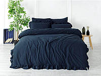 Постельное белье вареный хлопок элитное Качественное постельное белье евро размер Комплект постельного Синее