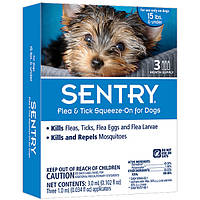 Капли от блох, клещей и комаров для собак весом до 7 кг Sentry СЕНТРИ