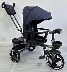 Дитячий триколісний велосипед-коляска TURBOTRIKE MT 1003-9 поворотне сидіння, складне кермо, синій