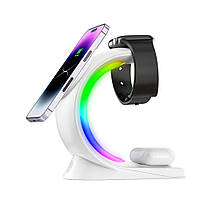 Беспроводная зарядная станция T17 RGB 3в1 Light Magnetic Wireless Charger