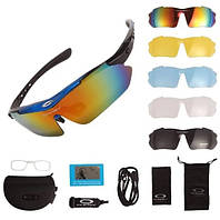 Солнцезащитные очки с поляризацией Oakley blue 5 линз тактические  One siz+.woodland