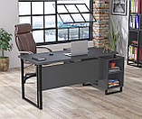 Стіл керівника Нотаріус Loft-Design офісний-письмовий кутовий з тумбою дсп графіт, фото 2