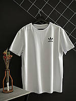 Летний мужской спортивный комплект хлопковых футболок Adidas, базовая классическая футболка адидас с лого Белый, M