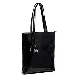 Сумка-шопер чорна лакована Polina-сумка
