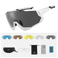 Сонцезахисні окуляри ROCKBROS 10132 білі .5 лінз/скла поляризація UV400 велоокуляри.woodland