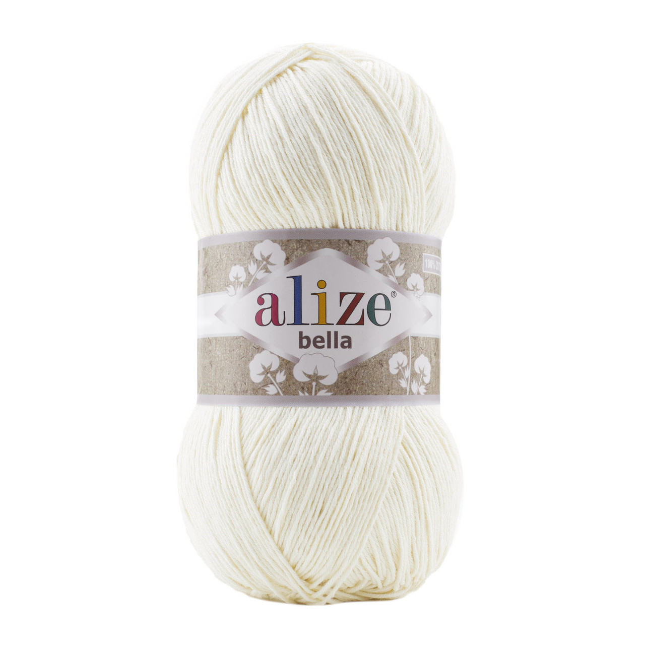 Пряжа бавовняна Alize Bella, 100гр, 360м, Молочний №62, Алізе Белла, нитки для в’язання