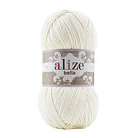 Пряжа хлопковая Alize Bella, 100гр, 360м, Молочный №62, Ализе Белла, нити для вязания