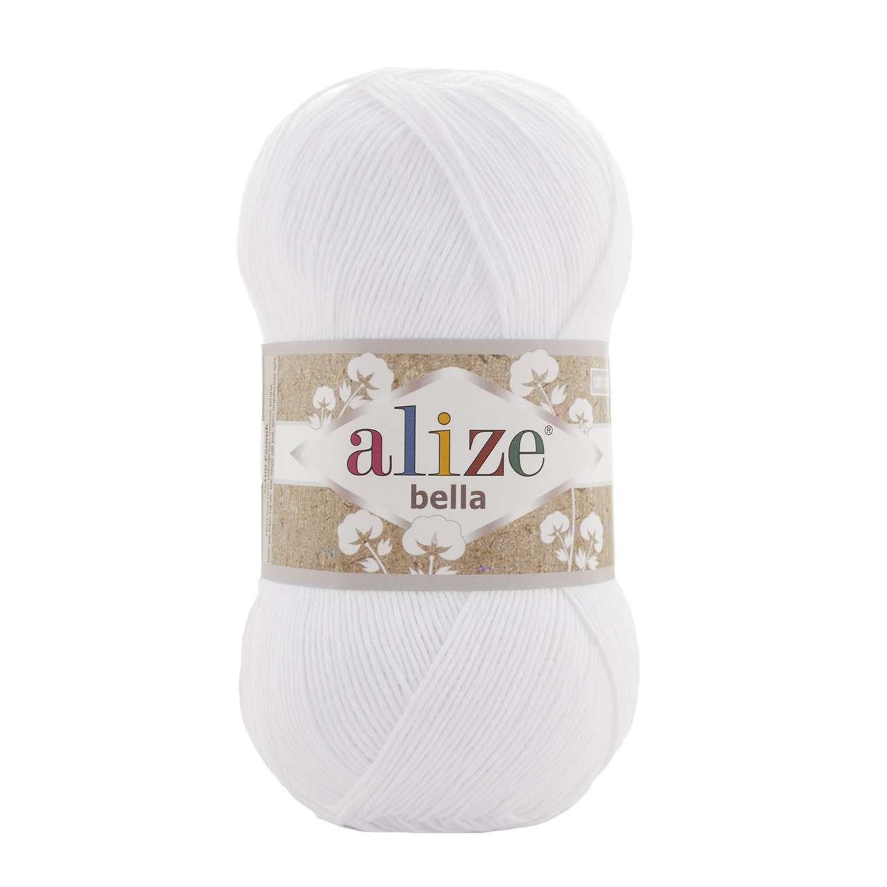Пряжа бавовняна Alize Bella, 100гр, 360м, Білий №55, Алізе Белла, нитки для в’язання