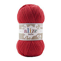 Пряжа хлопковая Alize Bella, 100гр, 360м, Красный №56, Ализе Белла, нити для вязания