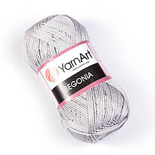 Пряжа бавовняна YarnArt Begonia, Світло-сірий №4920, 50г, 169м Ярнарт Бегония, нитки для в’язання