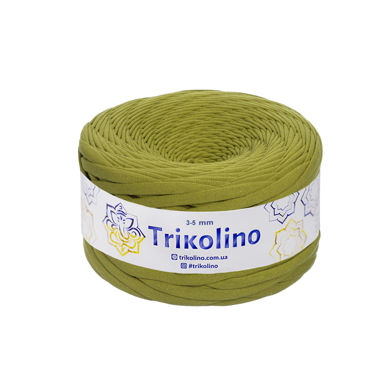 Трикотажна пряжа Trikolino, 3-5 мм., 100 м., Оливковий роял, нитки для в'язання