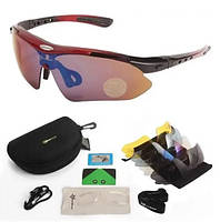 Захисні тактичні сонцезахисні спортивні окуляри з поляризацією RockBros червоні.woodland