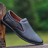 Туфлі чоловічі шкіряні класичні літні чорні з перфорацією, без шнурків (Код: Л3254), фото 2