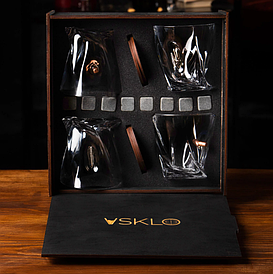 Подарунковий набір "Хруст" кришталевий склянка для віскі зі вставкою в коробці.