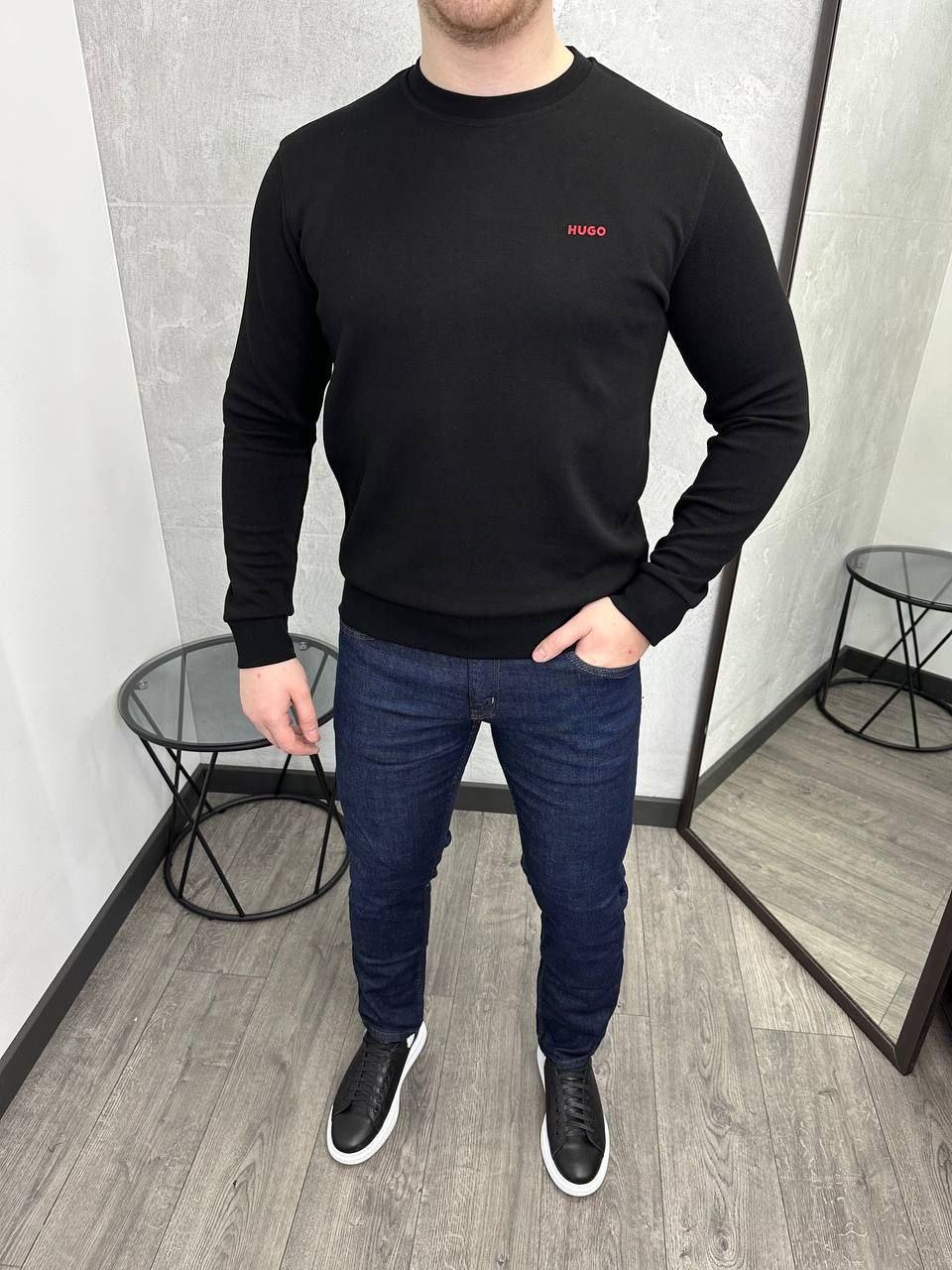 Чоловіча кофта світшот Hugo Boss H4324 чорна М, 2XL