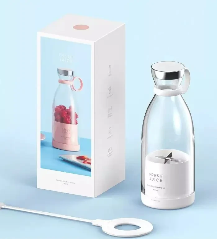 Блендер портативний FRESH JUICE(чорний) пляшка блендер, для смузі, для фрешу, для коктейлів 350 мл, фото 1