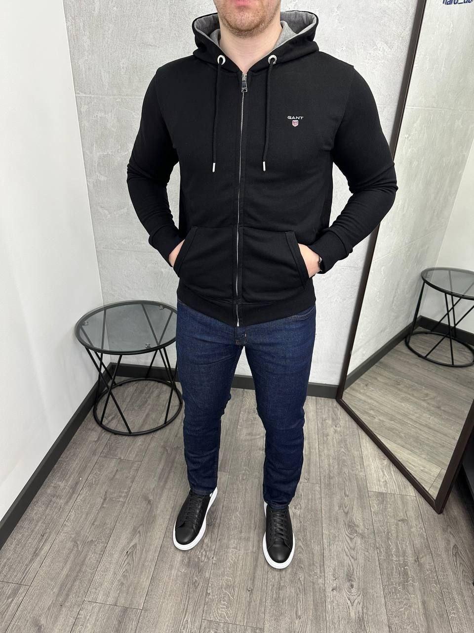 Чоловіча кофта на змійці Gant H4321 чорна