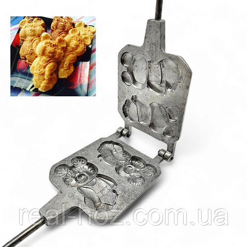 Форма алюминиевая для выпечки печенья "Мишка" с деревянными ручками (ID ...