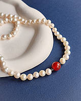 Натуральні перли та сердолік намисто. Намисто з натуральних перлів та сердоліку.