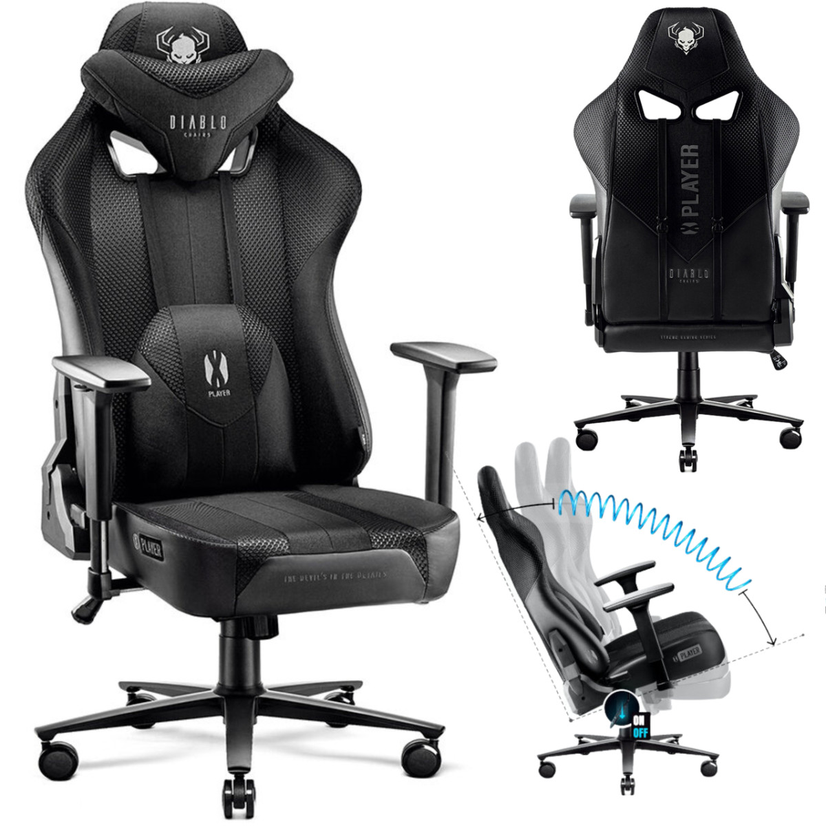 Геймерське ігрове крісло Diablo Chairs X-Player 2.0 Normal Size еко-шкіра