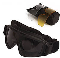 Защитные очки тактическая маска Daisy со сменными линзами  Панорамные незапотевающие Цвет черный faraon
