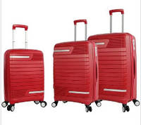 Комплект чемоданов Франция полипропилен с расширением большой средний малый (L M S) красный | Snowball 91203