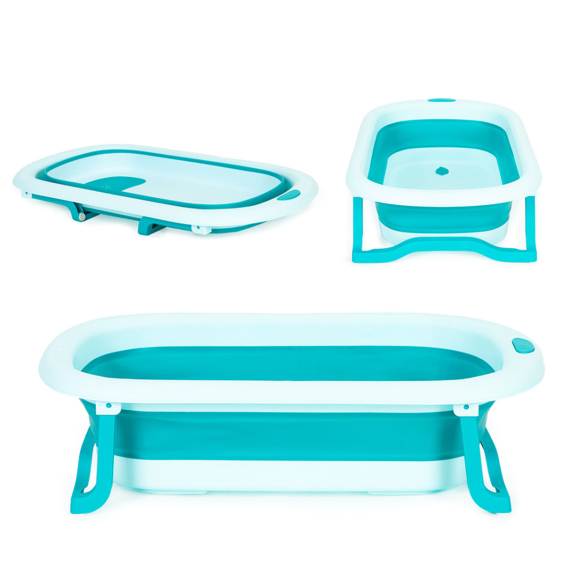 Дитяча ванночка для купання блакитна складна зі зливом ECOTOYS HA-B37 BLUE