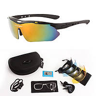 Солнцезащитные тактические очки Oakley с поляризацией 0090 black 5 линз One siz+ faraon