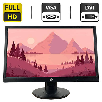 Монітор HP V213A / 21" (1920x1080) TN / VGA, DVI / Вбудовані колонки 2x 1W / VESA 100x100 + Кабелі (VGA, DVI на вибір) та живлення, фото 2