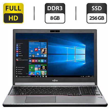 Ноутбук Б-клас Fujitsu LifeBook E756/ 15.6" (1920x1080)/ Core i5-6300U/ 8 GB RAM/ 256 GB SSD/ HD 520, фото 1